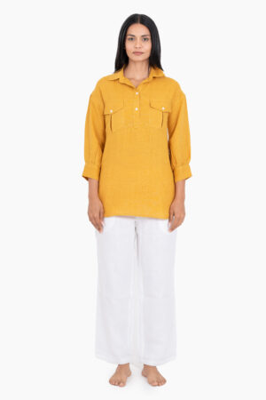 Linen Adele Shirt In Sunburnt Yellow